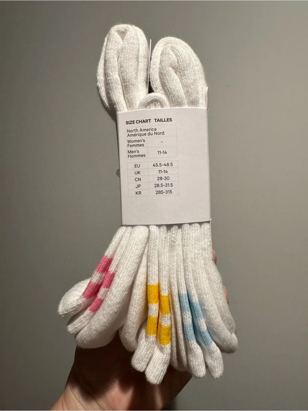 lululemon Unisex Daily Essential Stripe Quarter Sox | pink, yellow, blue | 11-14